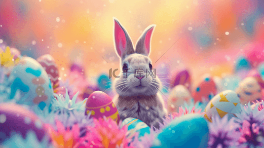 庆祝彩蛋背景图片_彩蛋里兔子创意背景-