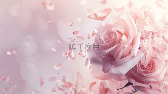 手绘情人节粉色背景图片_粉色盛开的花朵浪漫背景8