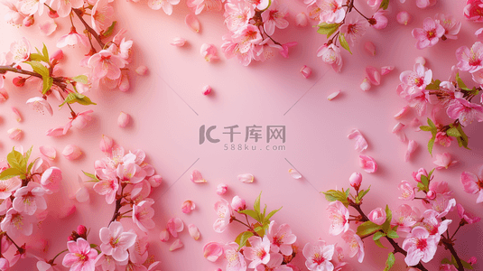 盛开的梅花简笔画背景图片_春天春季桃花盛开浪漫唯美背景15