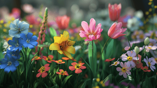 花园花园背景图片_春季百花盛开唯美背景16