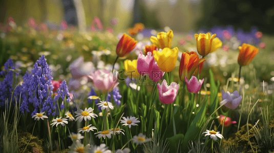 花园花园背景图片_春季百花盛开唯美背景13