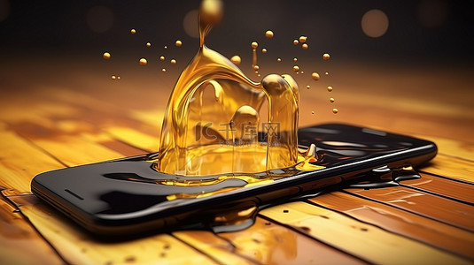 手机容器背景图片_代表原油市场的桶和智能手机 3D 渲染