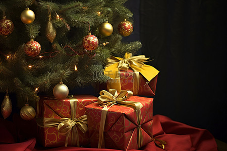 装饰小圣诞树背景图片_小礼品桌上的圣诞树