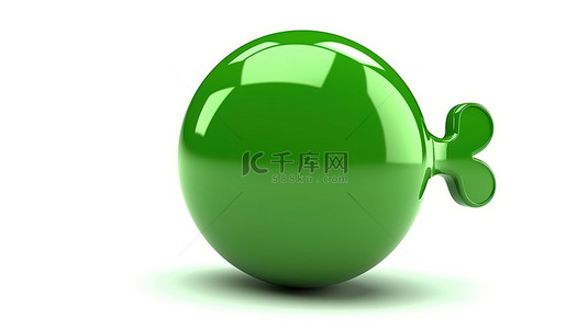 白色空白对话框背景图片_带有绿色语音气泡的白色背景的 3D 渲染，用于自定义标牌