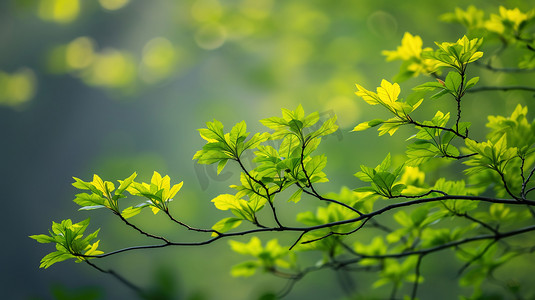 春天绿色树枝树叶的摄影10摄影照片