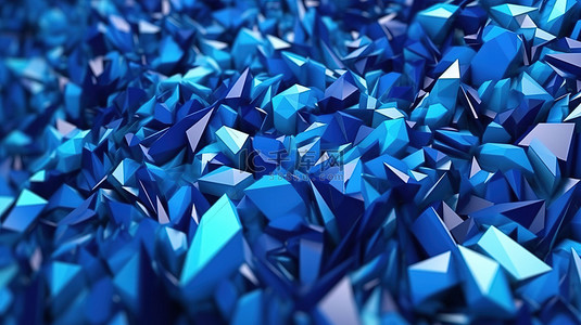 3d 抽象渲染中的未来派海报设计混沌飞行蓝色多边形三角形