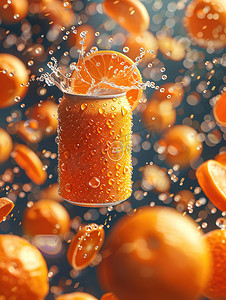 橙色软饮料罐广告拍摄摄影配图