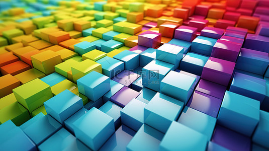 长方形3d背景图片_白色背景下 3D 渲染中多彩多姿的抽象方块的插图