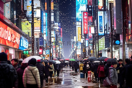 热点关注背景图片_首尔冬季夜生活热点