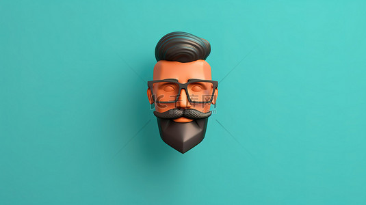 极简主义时髦肖像 3D 渲染与空白
