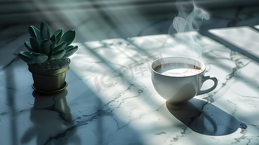 简约室内盆景咖啡的摄影9高清摄影图