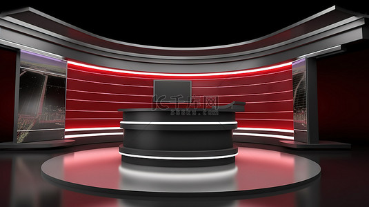 戏曲节目背景图片_虚拟新闻工作室的插图 3d 背景