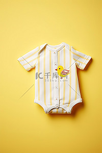 亮黄色背景中的婴儿连体衣