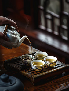 凉青茶叶摄影照片_传统工艺制作的春茶图片