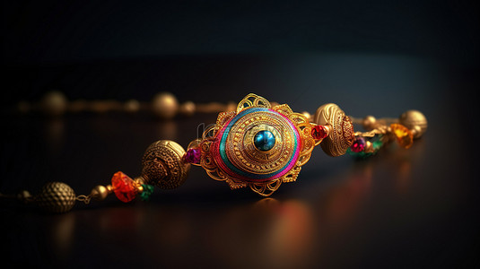 活动头背景图片_华丽的 3D 渲染 raksha bandhan 庆祝活动装饰着传统的 rakhi 设计背景