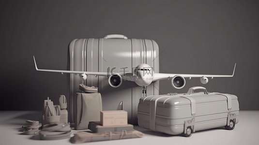 探索世界 3d 渲染的汽车和飞机旅行