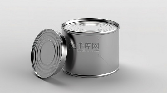 包装设计罐装背景图片_用于包装设计的散装食品容器空白锡罐盒的隔离 3D 渲染