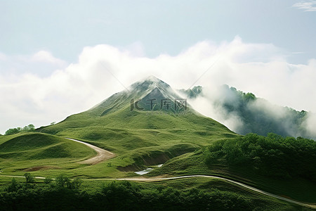 泉水背景图片_一座附近有泉水的山