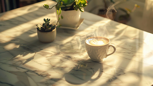 简约室内盆景咖啡的摄影14高清图片