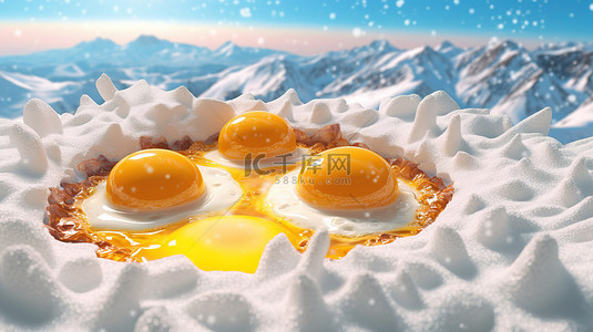 蛋黄鲜肉粽背景图片_雪崩蛋黄单面朝上的加密早餐 3D 渲染