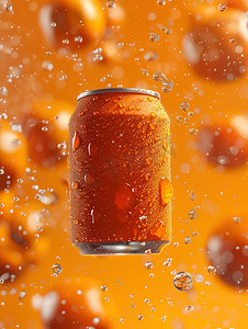 橙色软饮料罐广告拍摄高清摄影图