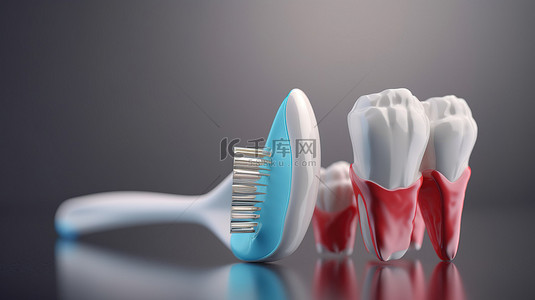 口腔卫生必需品 3d 牙刷和牙膏带牙齿