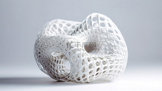 3D 打印的抽象物体在干净的白色背景上展示