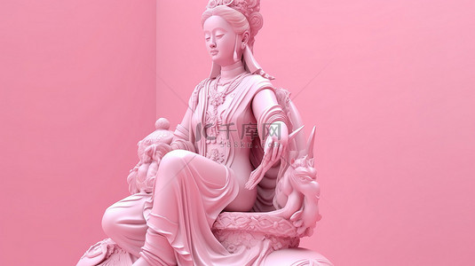 粉红色调背景图片_粉红色调的雕像令人惊叹的 3d 渲染