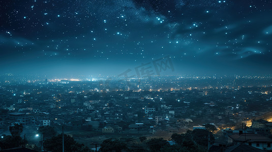 航拍夜晚城市星空的摄影5高清摄影图