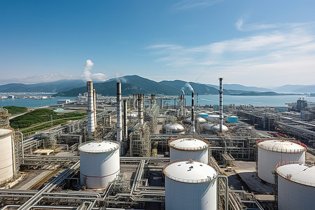 韩国炼油厂鸟瞰图