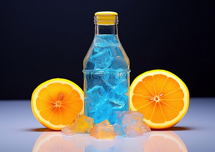 果汁冰背景图片_一瓶加冰的柠檬汁