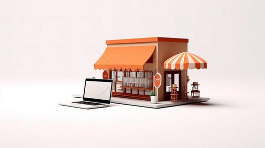 在线购物的孤立白色背景的 3d 插图
