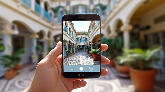 vi视觉形象应用系统背景图片_使用增强现实 3d 导航应用程序探索城市酒店和旅游设施