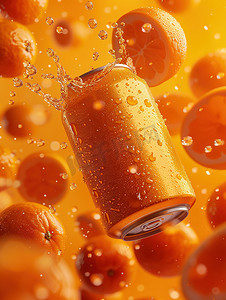 橙色软饮料罐广告拍摄摄影配图