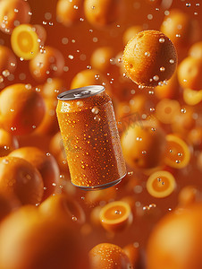 橙色软饮料罐广告拍摄照片