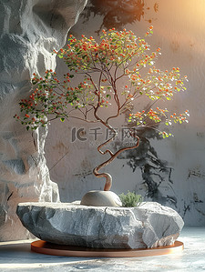 中国风山景展台树枝素材