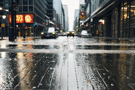下雨的街道城市路面摄影图片6