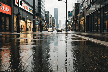 下雨的街道城市路面摄影配图8