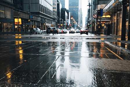 下雨的街道城市路面摄影图片8