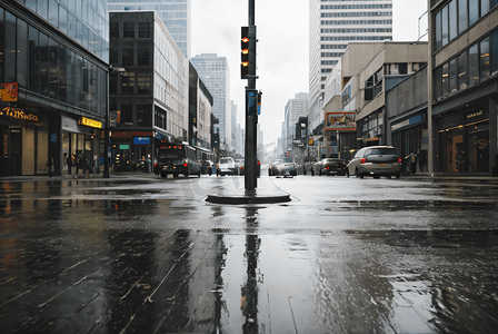 下雨的街道城市路面摄影图9