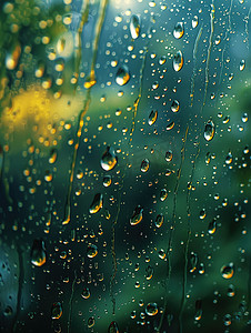 春天下雨天雨水特写摄影图