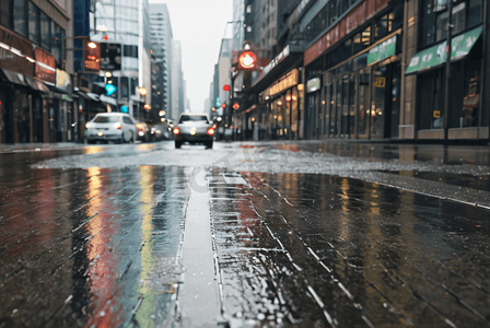 下雨天城市街景摄影图3