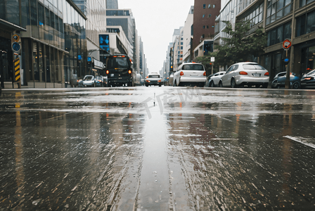 下雨的街道城市路面摄影图3