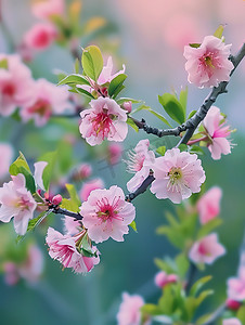 春暖花开的桃花林图片