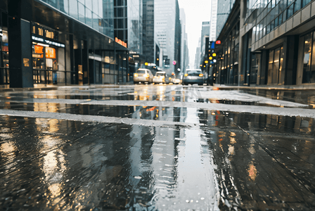 下雨的街道城市路面摄影配图6