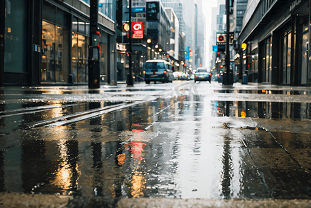 下雨天城市街景摄影图1