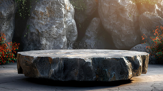岩石展台背景图片_大气的石头岩石展台设计图