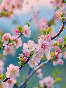 春天春季春暖花开的桃花林摄影配图