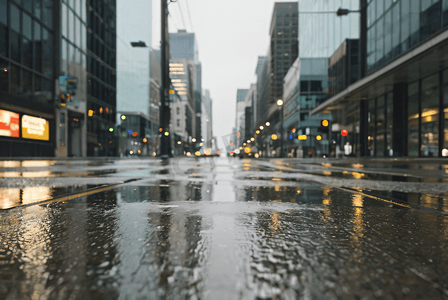 街道人流摄影照片_下雨的街道城市路面摄影图片5