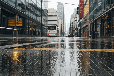 下雨的街道城市路面摄影图7